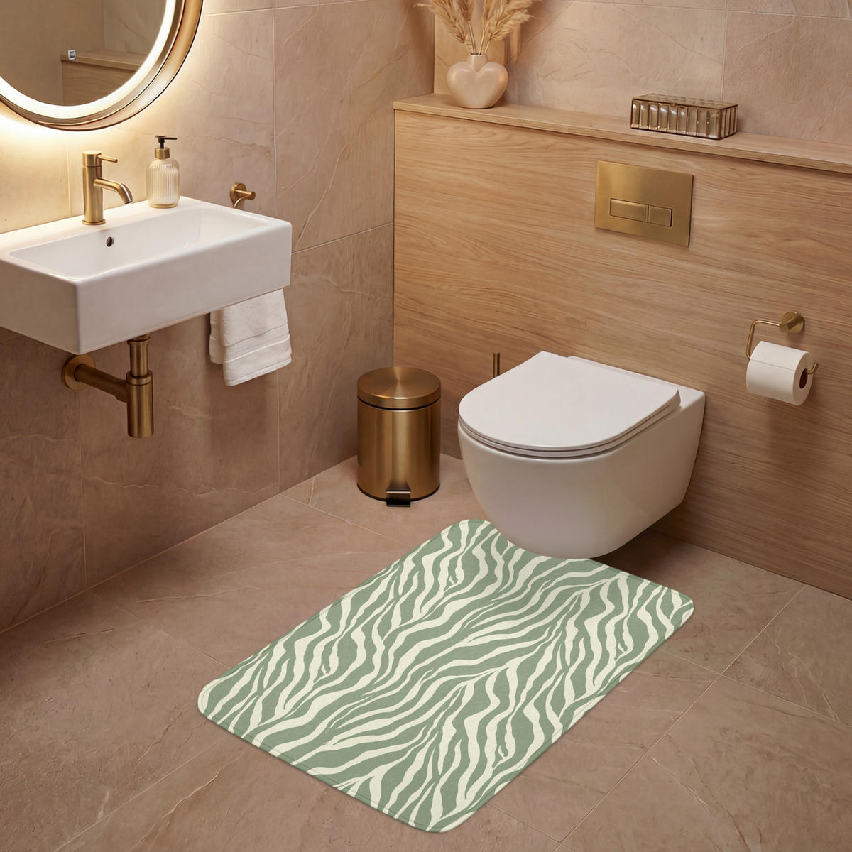 WC PŘEDLOŽKA Zebra - Motiv - zelená 60x90 cm - šalvějově zelená, textil/plast (60/1cm) - OnlyWow