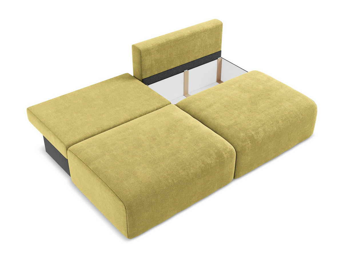 3-SITZER SOFA mit Schlaffunktion Chenille Stoff Grün - Limette/Schwarz, Kunststoff/Textil (216/79/102cm) - Makamii