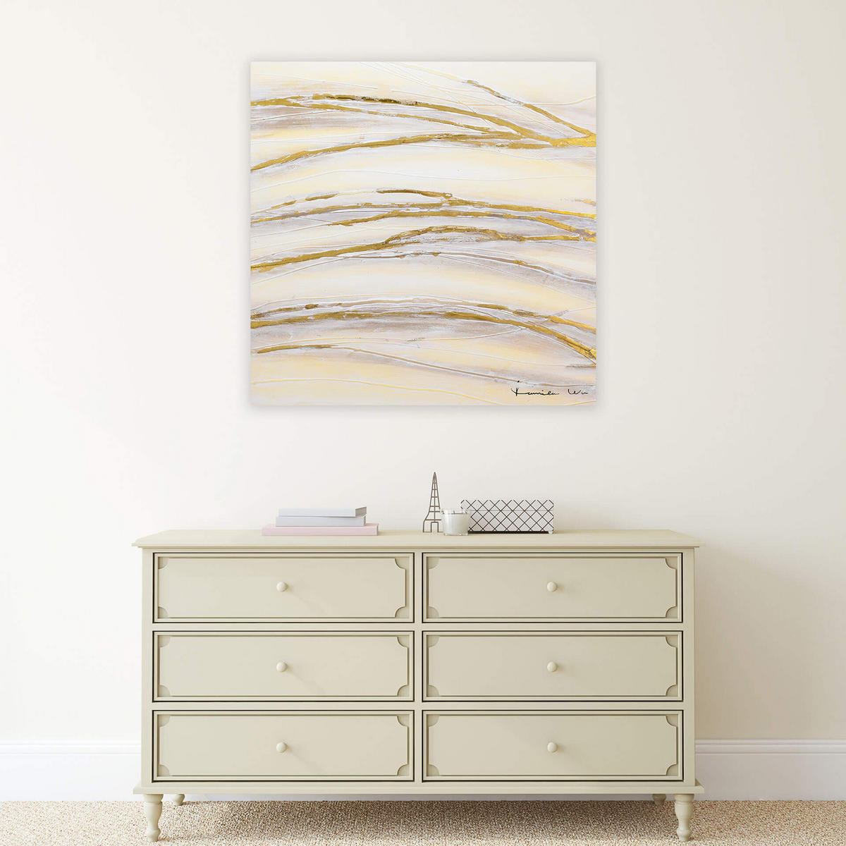 OLEJOMAĽBA 80/80 cm, Mesto a architektúra - zlatá, drevo/textil (80/80cm) - KUNSTLOFT