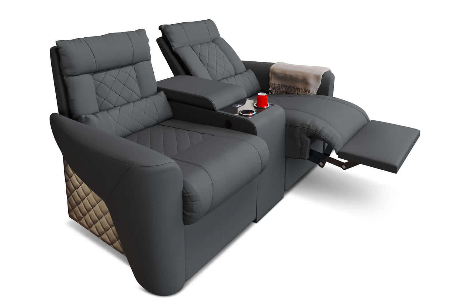 KINOSESSEL Kinosessel Relax Grau - Dunkelgrau, Kunststoff (190/94/92cm)