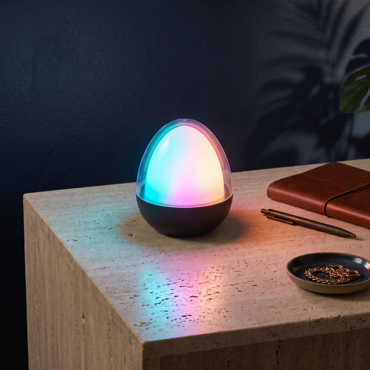 KABELLOSE Tischleuchte OVIE RGB H12cm - Schwarz, Metall (10/10/11.6cm) - Lumisky