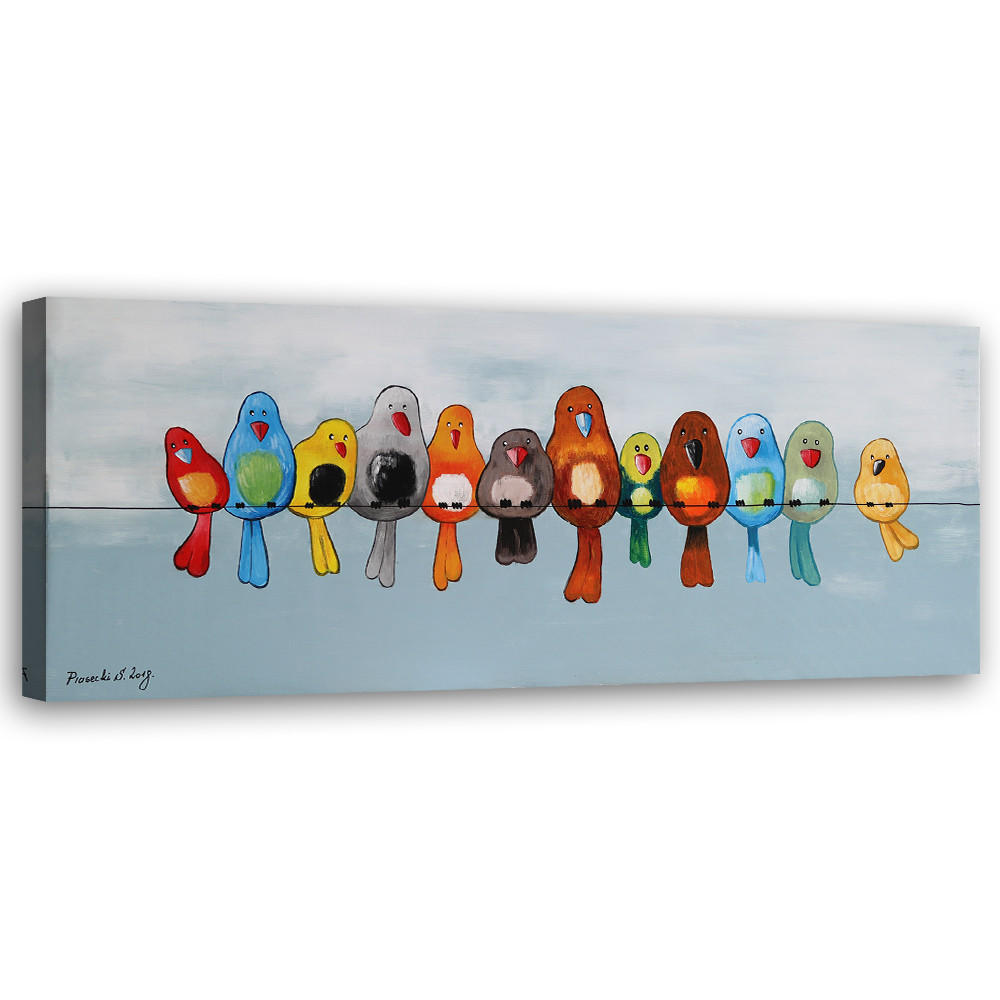 LEINWANDBILD Bunte Vögel 150x50cm - Multicolor, Textil (150/50cm) - Feeby