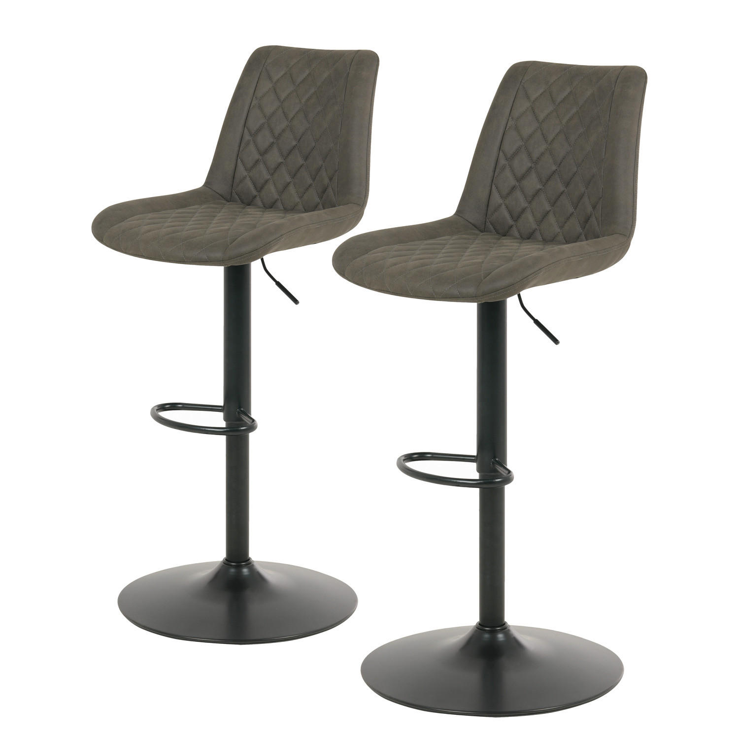BARSTUHL (2er-Set) - Microfaser / Eisen - Vintage Grau - Grau, Textil/Metall (50/91/58cm) - home24
