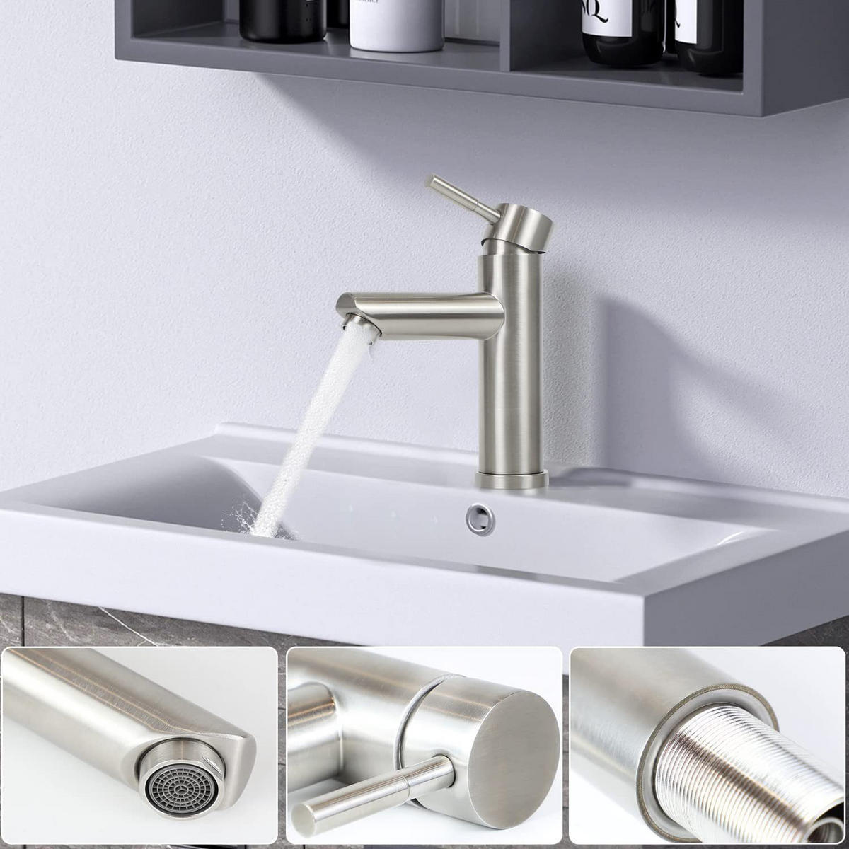 WASCHTISCHARMATUR Everett 17.4/10/17.4 cm - Silberfarben, Metall (10/17.4/17.4cm) - Nettlife