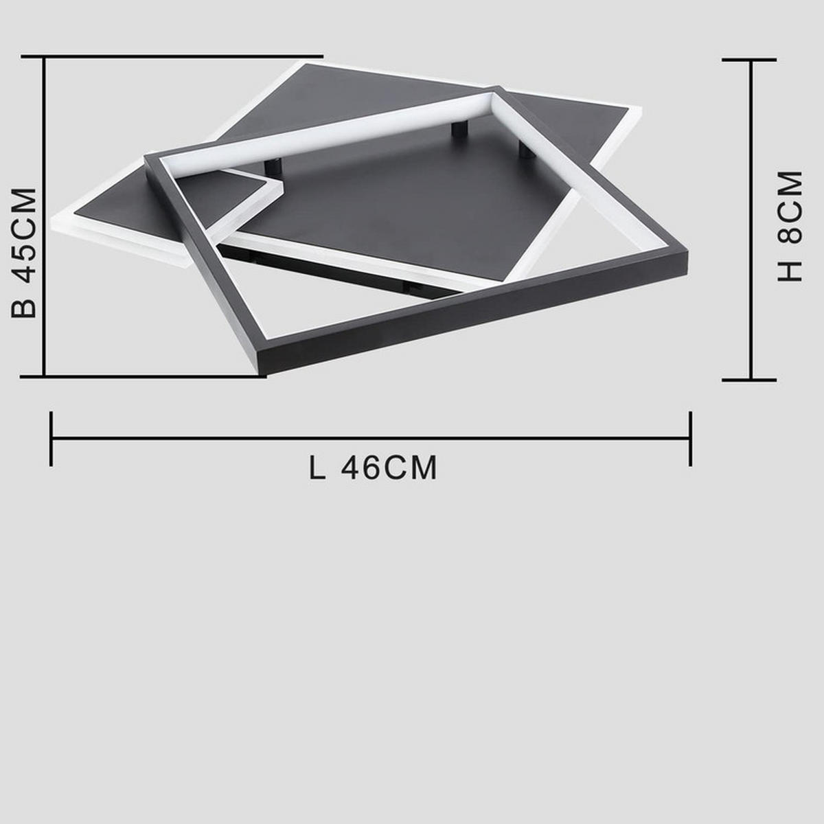 LED-DECKENLEUCHTE Maximilian 46/45/8 cm - Schwarz, Metall (45/46/8cm) - ZMH