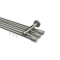 INNENLAUF-GARDINENSTANGEN-SET Siteno Estana 420 cm (geteilt in 3 x 140 cm), 3-läufig, 20 mm Ø Edelstahl-Optik - Edelstahlfarben, Metall (420cm) - INTERDECO