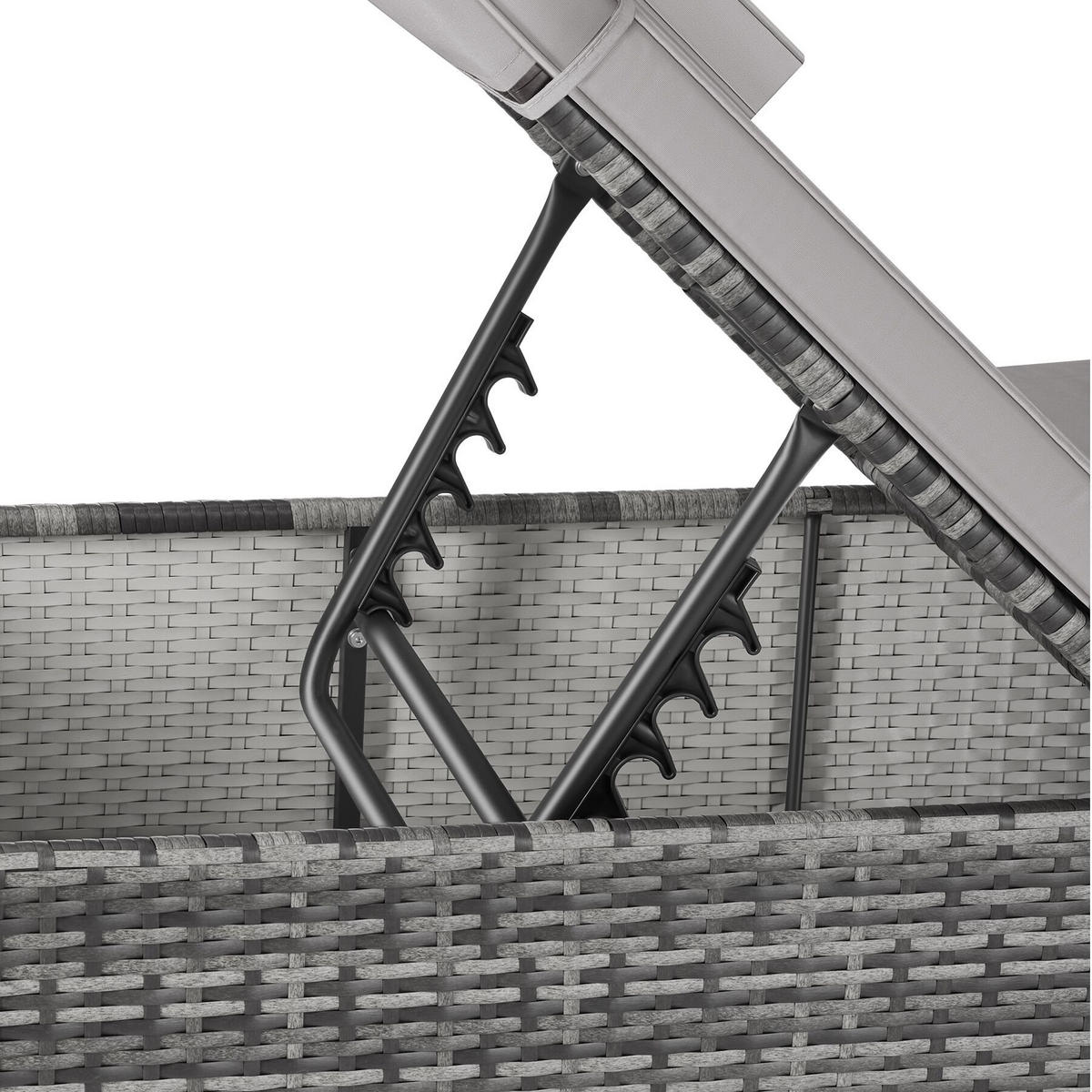 RATTAN-DOPPELLIEGE Carbonera, Belastbarkeit je 200 kg, grau - Grau, Kunststoff (62/36/196cm) - tectake