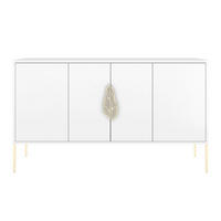 SIDEBOARD Merlin, Weiß, Goldene Details - Goldfarben/Weiß, Holzwerkstoff/Metall (138/79/40cm) - Skandica