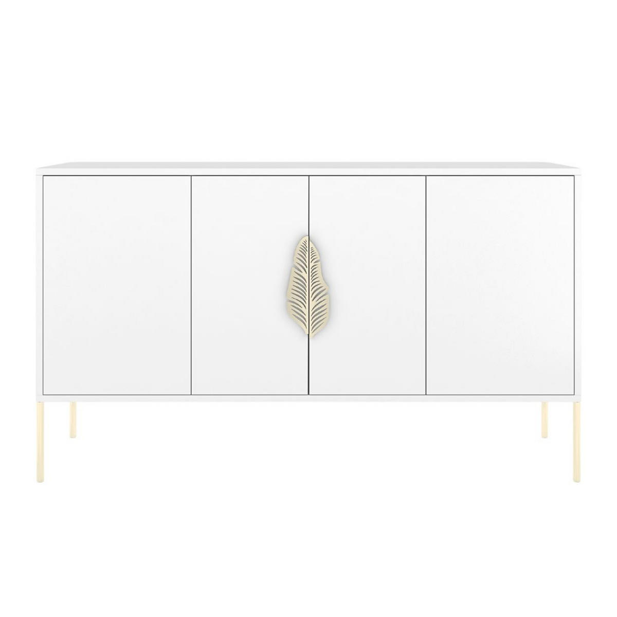SIDEBOARD Merlin, Weiß, Goldene Details - Goldfarben/Weiß, Holzwerkstoff/Metall (138/79/40cm) - Skandica