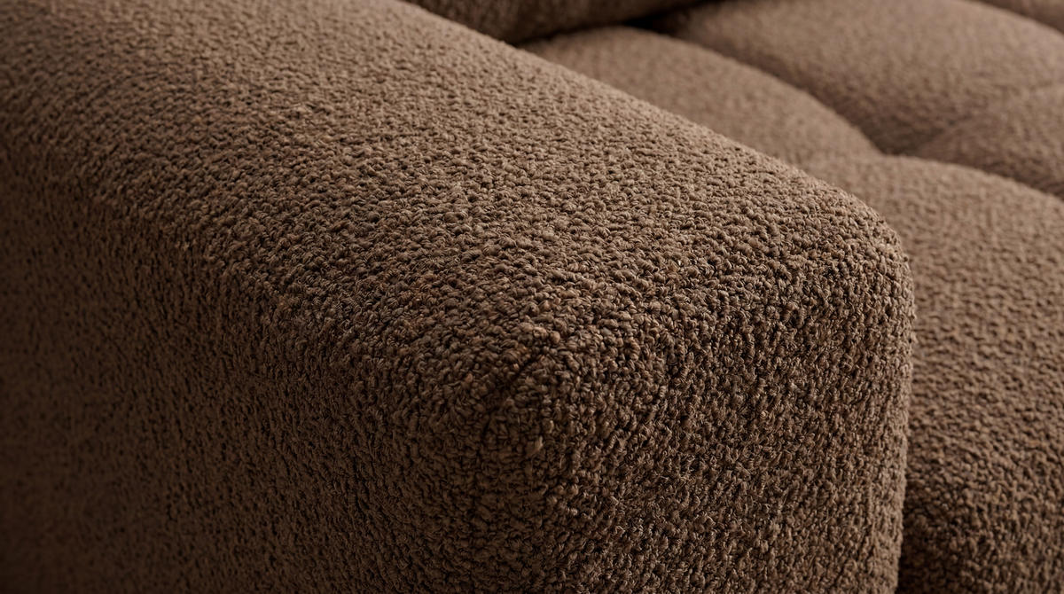 ECKSOFA Ovia mit Bettkasten und Schlaffunktion, Bouclé-Stoff in L-Form - Braun, Textil (270/185cm)