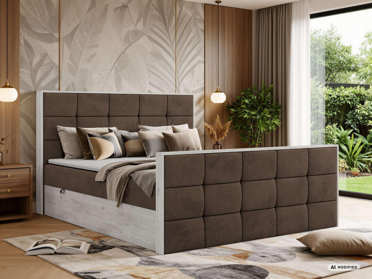 BOXBETT ALNOR DUO 180/200 - Braun Velvet - Topper T25 - H3 - Schwarz/Braun, Kunststoff/Textil (180/200cm) - MKS