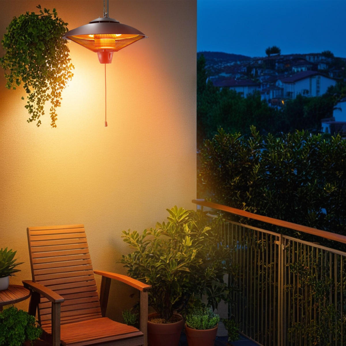 INFRAROTHEIZSTRAHLER Solaris Orbit,einfache Montage, 58 x 58 x 32 cm,schwarz - Schwarz, Metall (58/32/58cm) - tectake