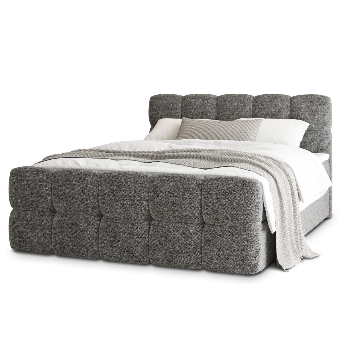 POSTEL BOXSPRING BRUME 160x200 cm, s matrací a úložným prostorem, šedá - šedá, kompozitní dřevo/textil (160/200cm) - MASSENO