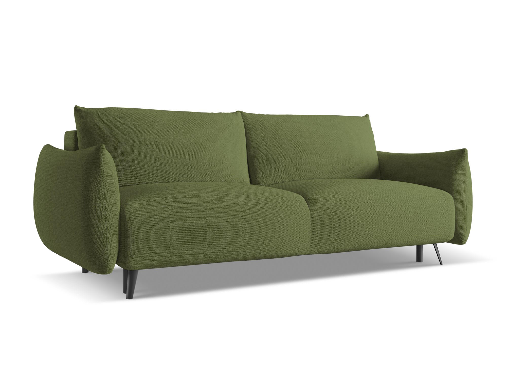 3-SITZER SOFA mit Schlaffunktion Chenille Stoff Grün - Dunkelgrün/Schwarz, Textil/Metall (230/86/105cm) - Makamii
