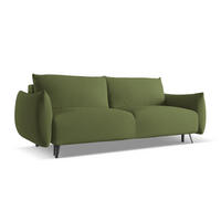 3-SITZER SOFA mit Schlaffunktion Chenille Stoff Grün - Dunkelgrün/Schwarz, Textil/Metall (230/86/105cm) - Makamii