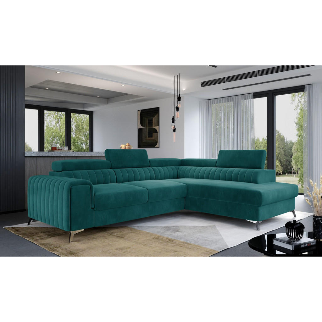 Thumbnail - Möblo Ecksofa, Dunkelgrün, Smaragdgrün, Textil, 4-Sitzer, L-Form, 275x205 cm, Wohnzimmer, Sofas & Couches, Wohnlandschaf...