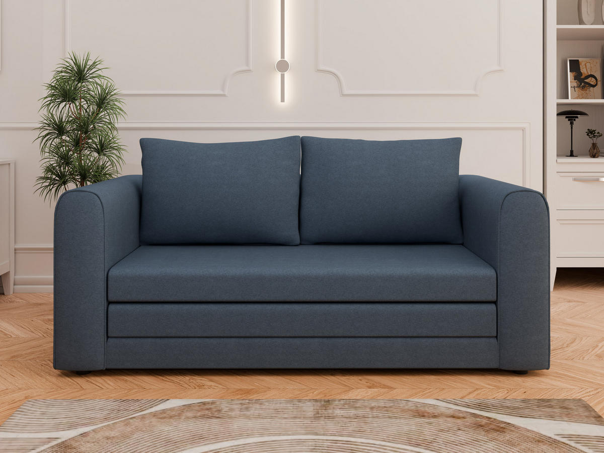 SCHLAFSOFA Arelis Schlafsofa mit Bettfunktion, blau - Blau, Holz (160/78/69cm) - Panda Möbel