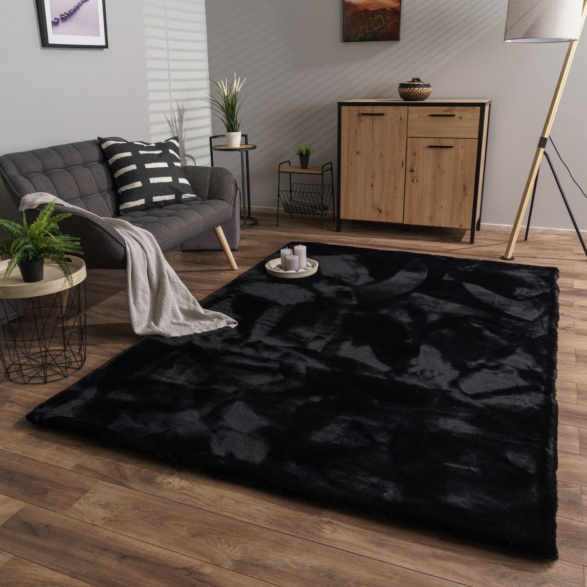 HOCHFLORTEPPICHE Schwarz 120 x 160 cm - Schwarz, Kunststoff (120/160cm) - TT Home