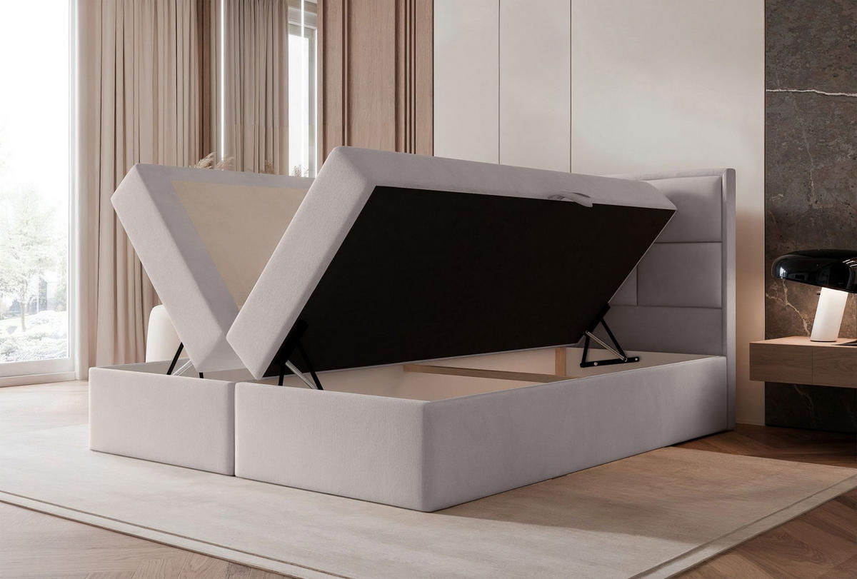 BOXBETT Silensio Greige Samt 180x200 cm - Taupe, Textil (180/200cm) - Selsey
