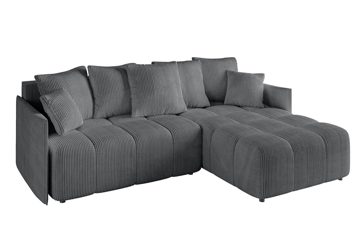 ECKSOFA Ottomane rechts LONLI-L 251x189x68 Dunkelgrau Cord - Dunkelgrau, Holzwerkstoff/Kunststoff (189/251cm) - ALTDECOR