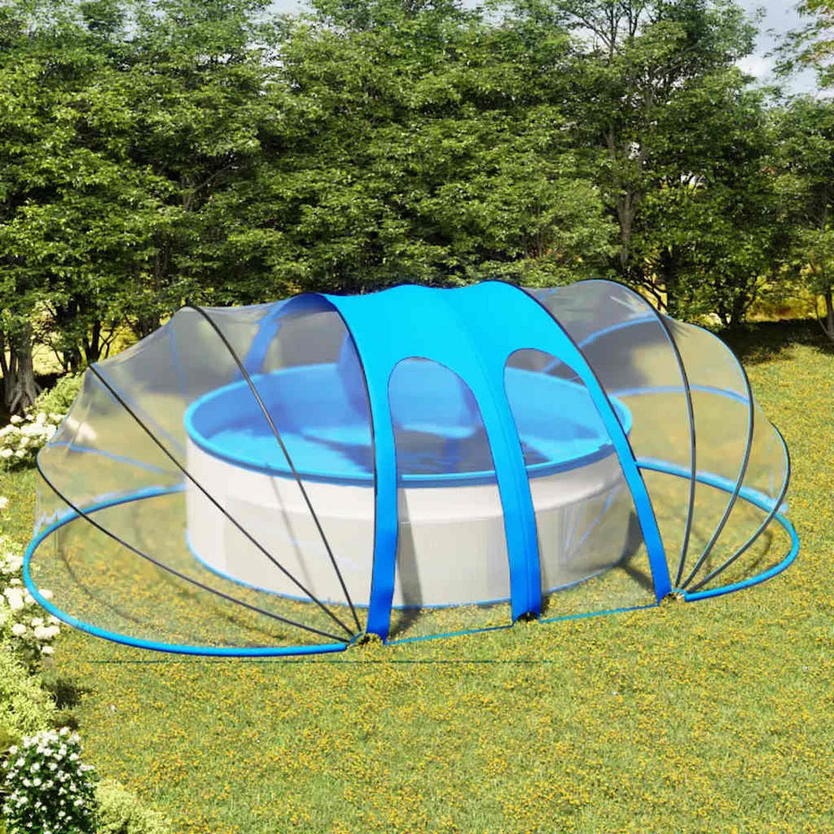 POOL-KUPPEL Oval 620x410x210 cm - Blau, Kunststoff (410/620cm) - furnicato