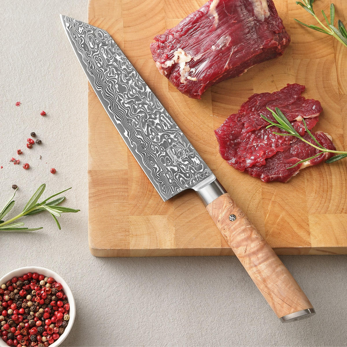 CHEFMESSER KIRITSUKE 20 cm - Birkefarben, Holz/Metall (34cm) - Zayiko