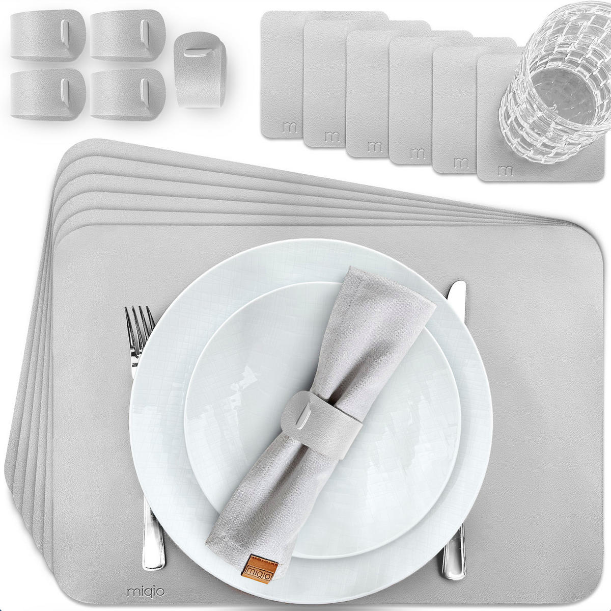 TISCHSETS aus Kunstleder Rechteckig 18 Teile - Cognac, Textil (40/44/3cm) - Miqio Design