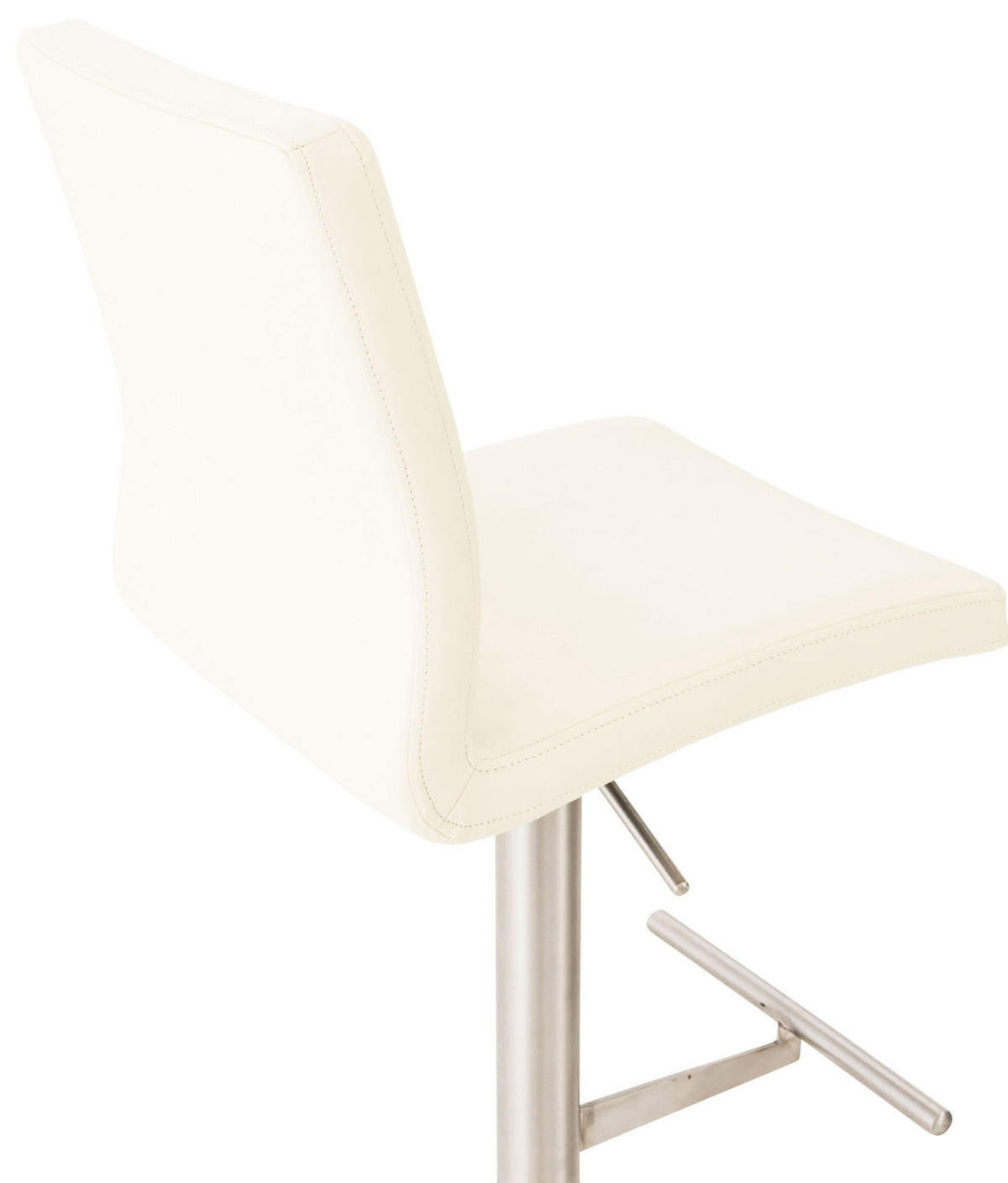 BARHOCKER Lederlook Creme - Edelstahlfarben/Creme, Textil/Metall (40/93/49cm) - CLP