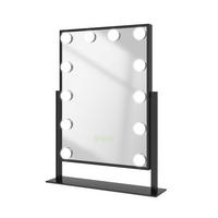 KOSMETIKSPIEGEL Rechteckiger mit Beleuchtung, Schwarz, 41/30 cm - Schwarz, Glas (31/8.5/40cm) - EMKE