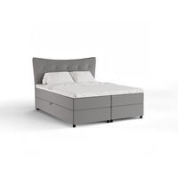 BOXBETT Nevada 160 x 200 cm Doppelbett mit hochwertiger Bonell-Matratze und Topper - hellgrau - Hellgrau, Holz (160/200cm) - Panda Möbel