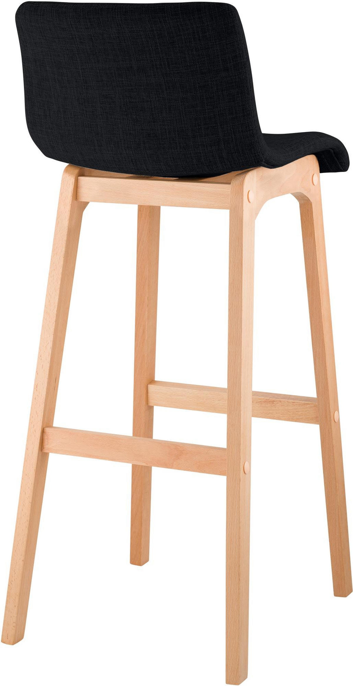 BARHOCKER 2er Set Stoff schwarz - Eukalyptusholzfarben/Schwarz, Holz/Textil (41/102/46cm) - CLP