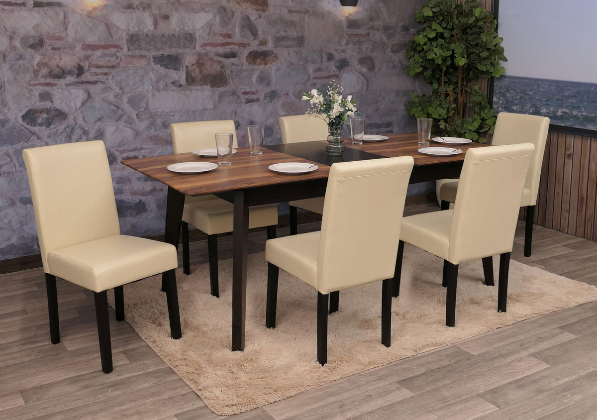 ESSZIMMERSTUHL Beige, Dunkelbraun 6er-Set - Beige/Dunkelbraun, Textil (43/90/56cm) - MCW