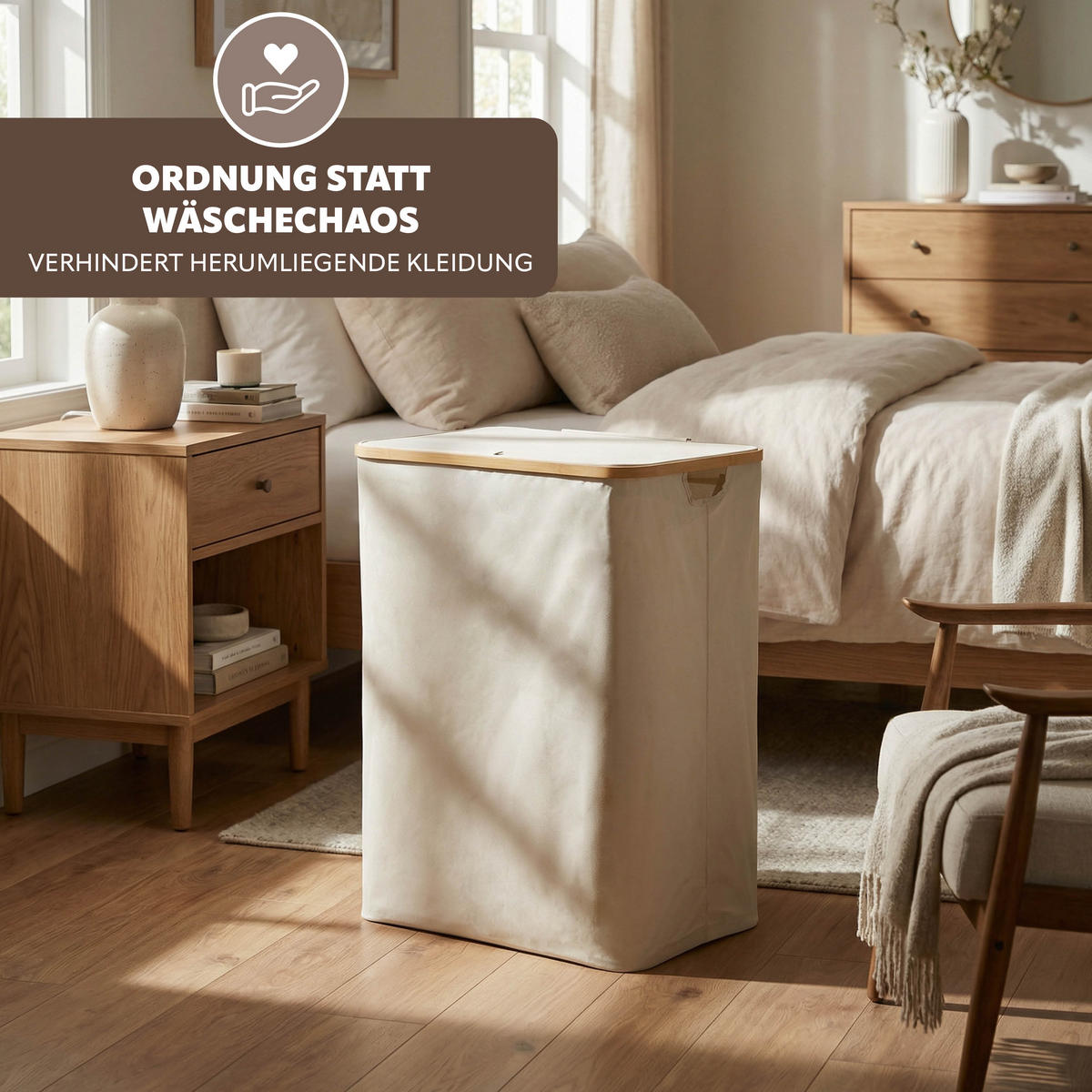 WÄSCHESAMMLER 145 Liter, beige - Beige, Textil (57.5/68/37.5cm) - bremermann