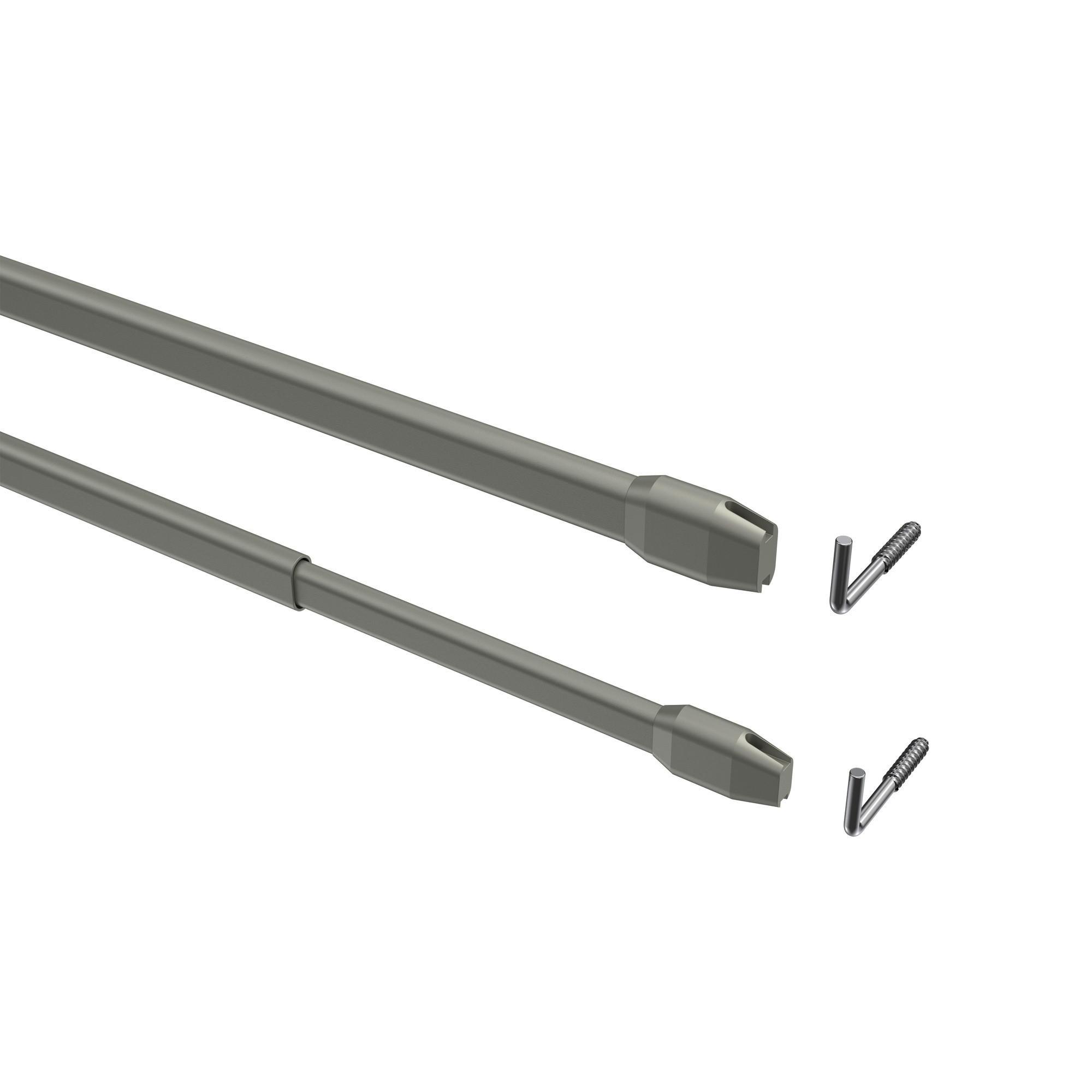 SCHEIBENSTANGEN/VITRAGESTANGEN MIT KLEBEHAKEN Geno 100-180 cm, oval, Silbergrau, Packung 2 Stück - Alufarben, Kunststoff/Metall (1.2/2.4/180cm) - INTERDECO