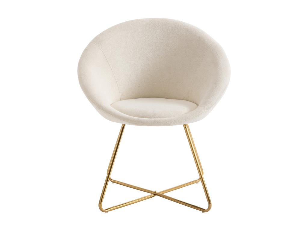 STUHL - Bouclé-Stoff & goldfarbenes Metall - Weiß - BURBAN - Weiß, Textil (57.5/83/70cm) - Vente-Unique