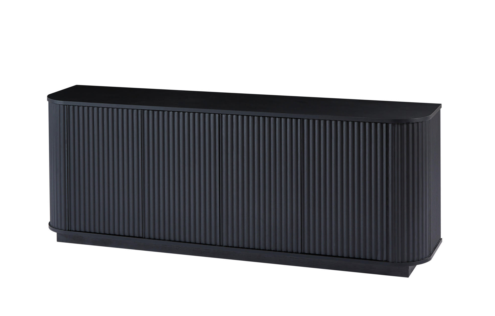 SIDEBOARD 162,5/38/61 cm aus MDF mit 4 Türen und Wellenfront, Schwarz - Schwarz, Holzwerkstoff (162/61/38cm) - Redom