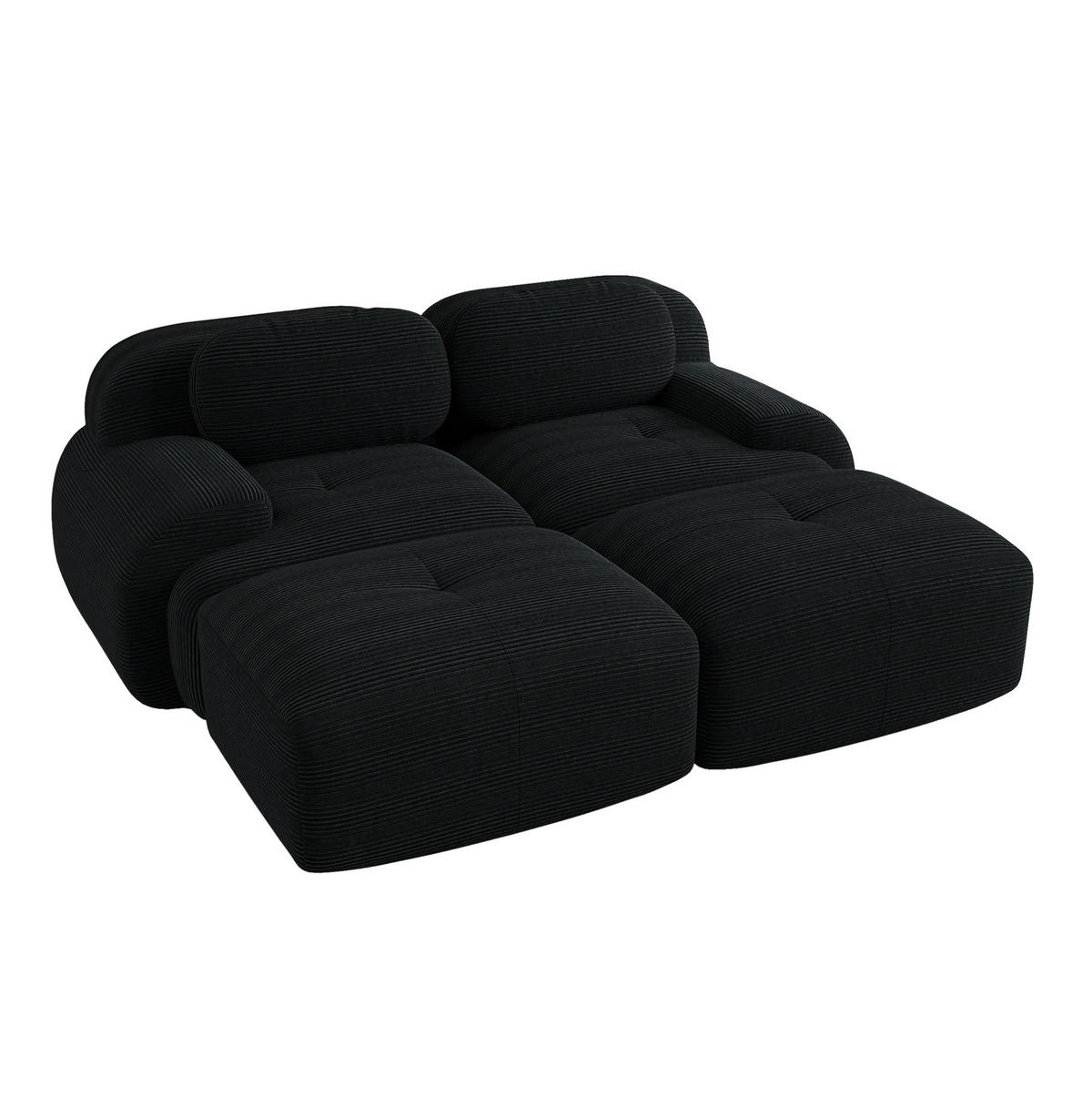 2MÍSTNÁ modulární pohovka černá z manšestru s ergonomickými područkami a protiskluzovou základnou - černá, textil (178/75/208cm) - OKWISH
