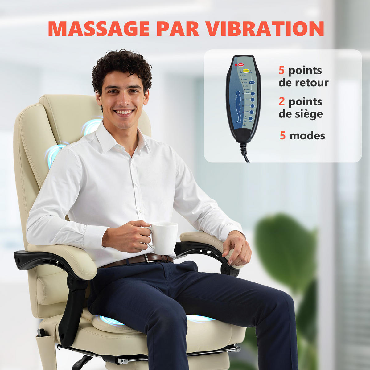 CHEFSESSEL DE-11831 7-Punkt-Massage & 155° Neigung Beige - Beige, Metall (79/121/67cm) - ComfortXL
