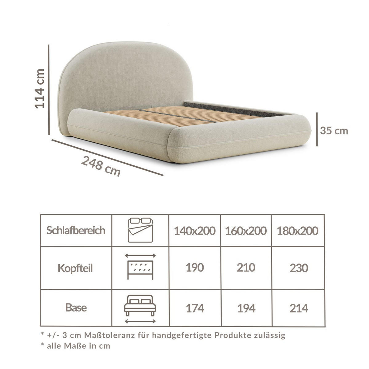 POLSTERBETT Koji Beige 160/200 cm im Chenille-Stoff - Beige/Schwarz, Holz/Holzwerkstoff (160/200cm) - Maison de Reve