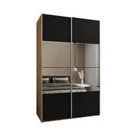 SCHWEBETÜRENSCHRANK 245,5/150/64 2-türig - Silberfarben/Schwarz, Holz/Metall (150/245/64cm) - Abiks Möbel