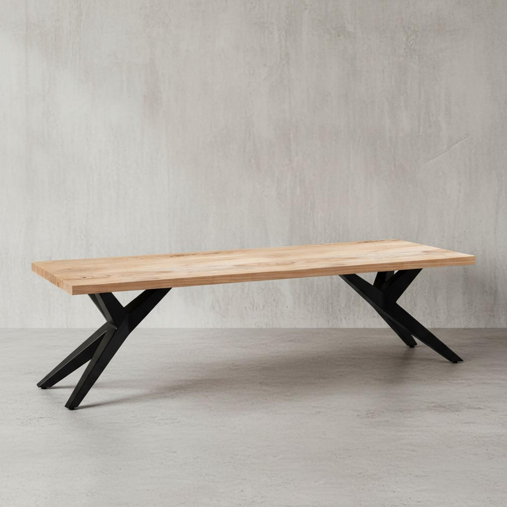 ESSZIMMERBANK Massivholz Metall Loft-Stil, Akazie 175x45x45 cm - Schwarz/Braun, Holz/Metall (175/45/45cm) - KADIMA DESIGN