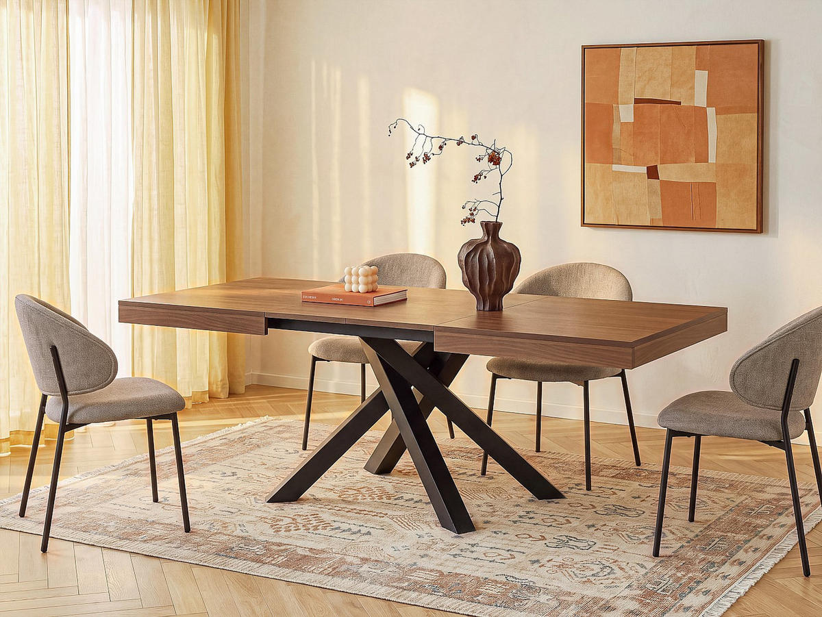 ESSTISCH - 6 Personen, 8 Personen, 10 Personen - holz - naturfarben dunkel Catonav - Naturfarben, Holz/Metall (90/160/75cm) - Vente-Unique