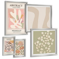 BILDER SET 5er Set - 50x50 cm & 20x30 cm & 40x60 cm Silberner Rahmen - Moderne abstrakte Frau - Silberfarben, Kunststoff (40/60cm) - TULUP