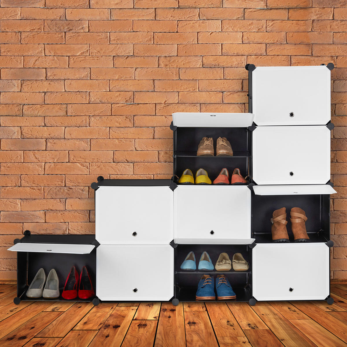 SCHUHSCHRANK - Multicolor, Kunststoff/Metall (125/125/32cm) - Relaxdays