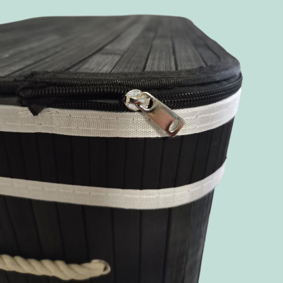 WÄSCHEKORB - Schwarz, Holz/Textil (52/60/32cm) - Relaxdays