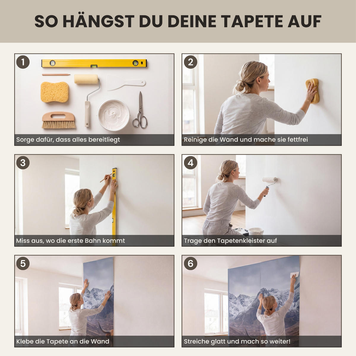 TAPETE - Schottischer Hochländer - Braun - Wasser - 100x220 cm - Braun, Papier (100/220cm) - OnlyWow