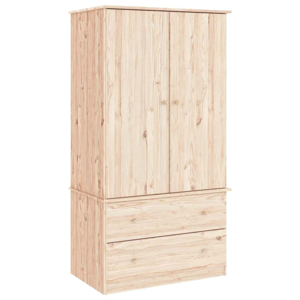 KLEIDERSCHRANK Alta 90/55/170 Cm Massivholz Kiefer - Braun, Holz (90/170/55cm) - vidaXL