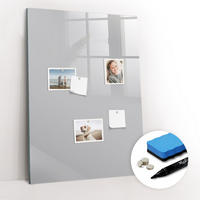 MAGNETTAFEL 70x100 Hellgrau schwarzer Marker - Hellgrau, Glas (70/0.4/100cm) - TULUP