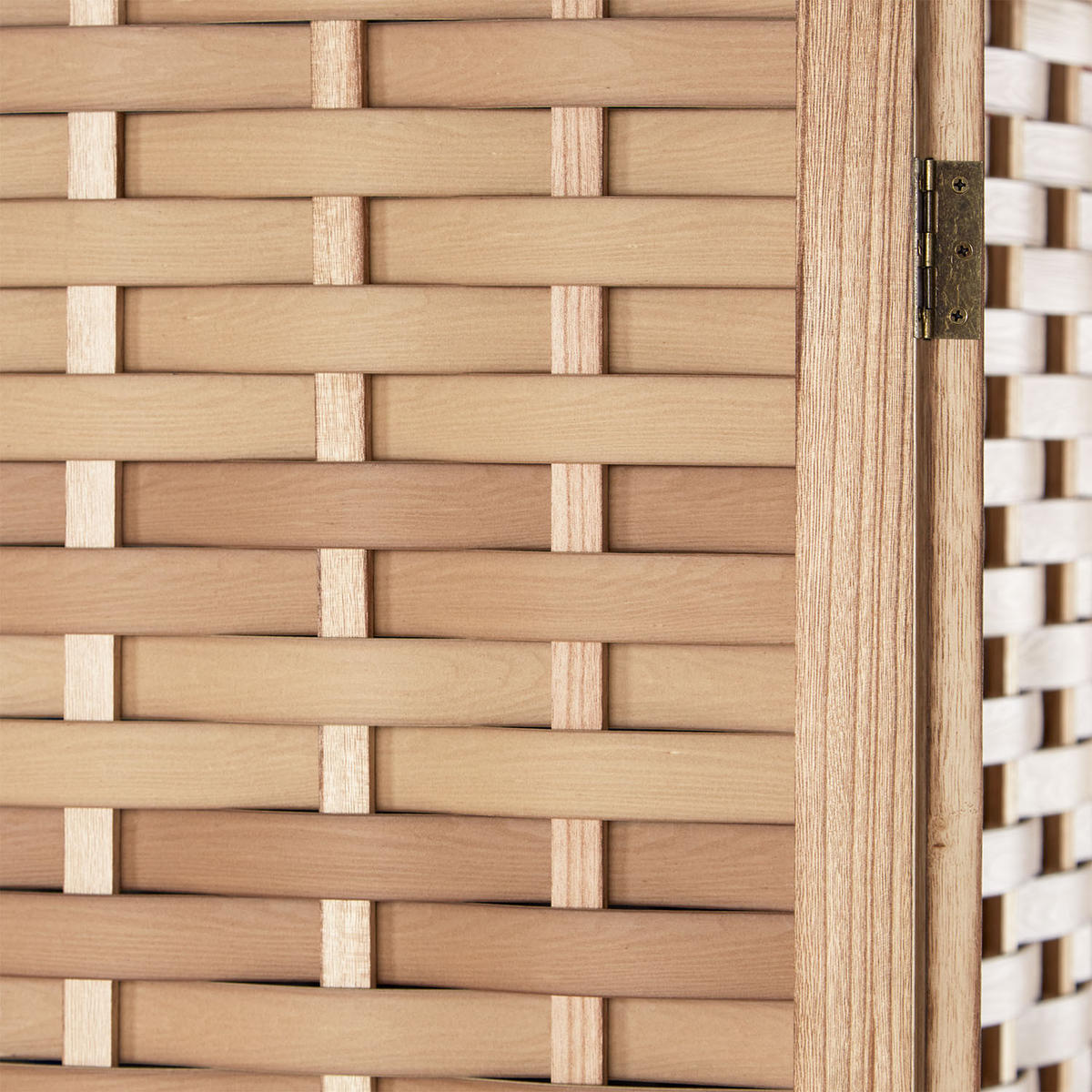 PARAVENT 3-tlg. 120/170 cm Hellbraun Rattan geflochten - Hellbraun, Holz (120/170/2cm) - Homestyle4u