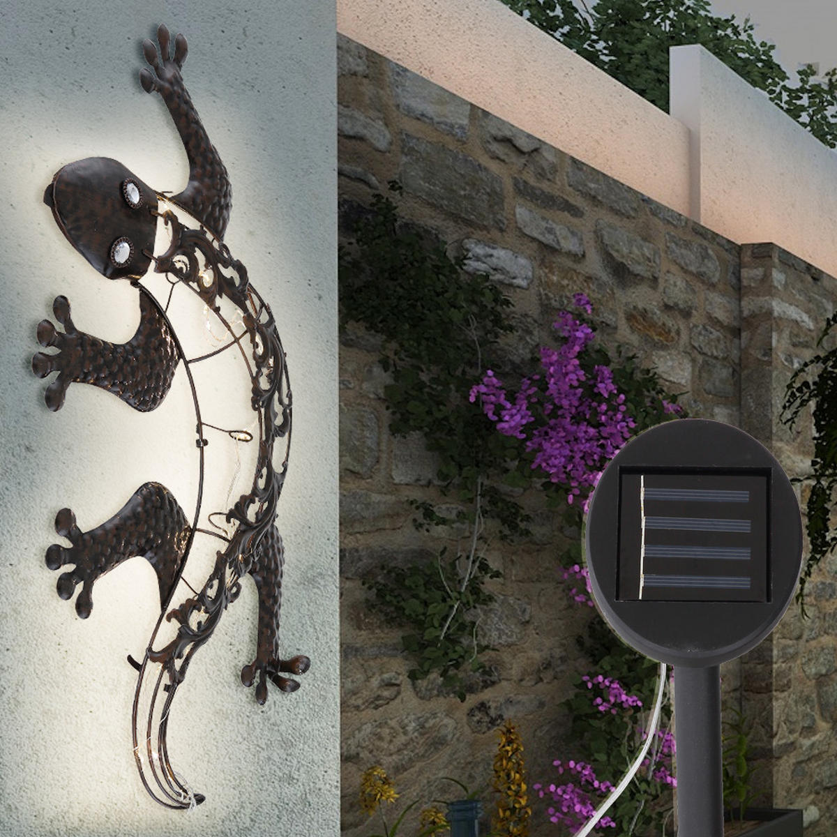 LED AUSSENLEUCHTE Gecko Bronzefarben - Bronzefarben, Metall (5/50/25cm) - Globo Lighting